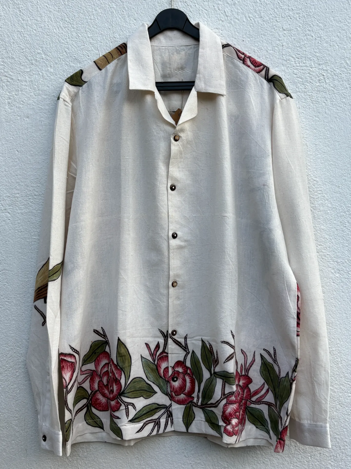 Hand-Painted & Kantha Detailed Khadi Shirt – "The Living Canvas" (FREE SIZE)
