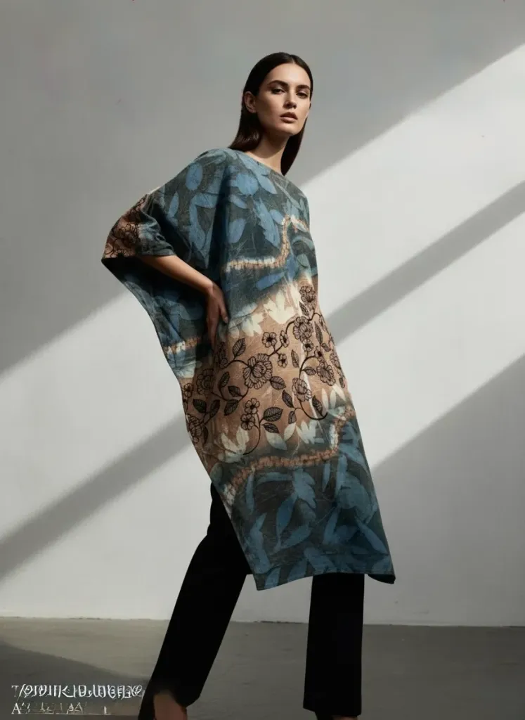 Hand-Painted & Eco-Printed Khadi Kimono Tunic